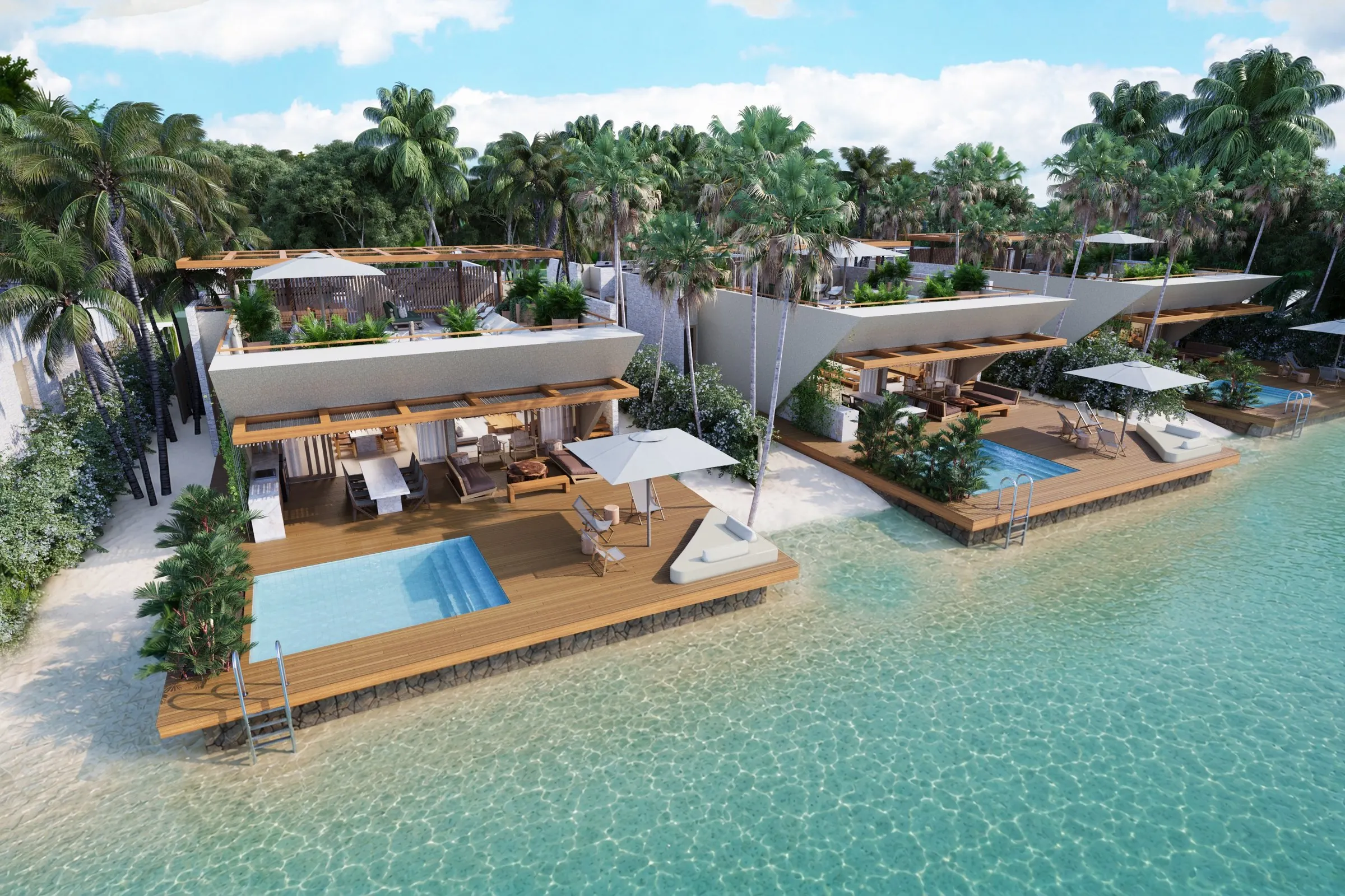 Residences with private pools among palms