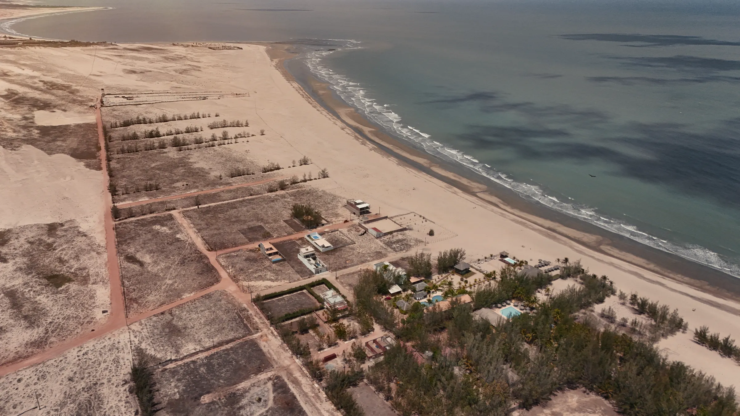 Aerial view of the lots along the beach