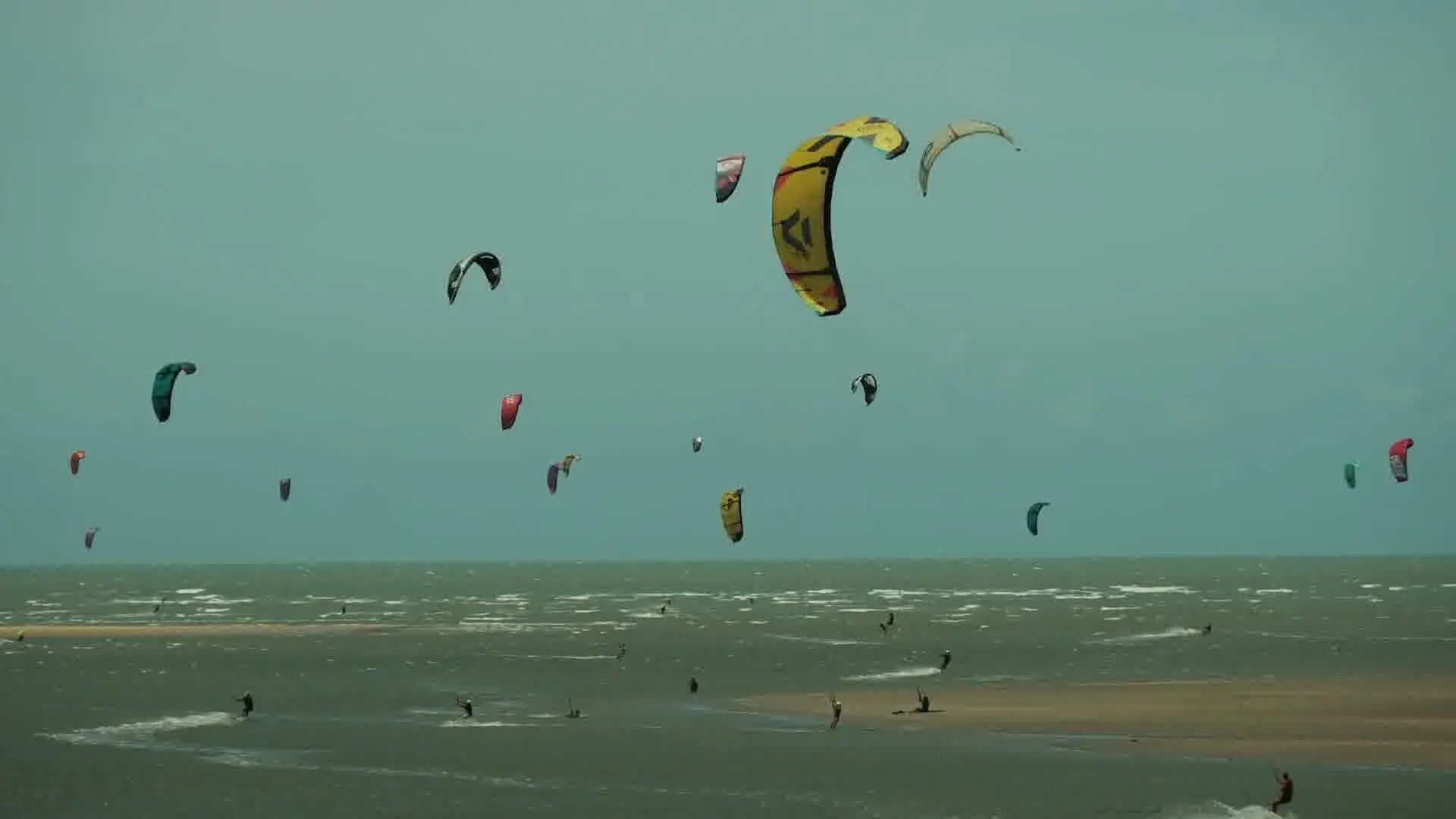 Kitesurfing on the Golden Sand beach